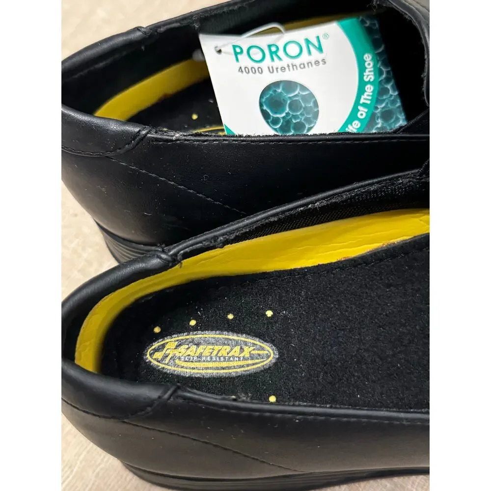 NWT Safetrax Black‎ Leather Slip Resistant Women’s Work Shoes 7.5 Slip-On #65125